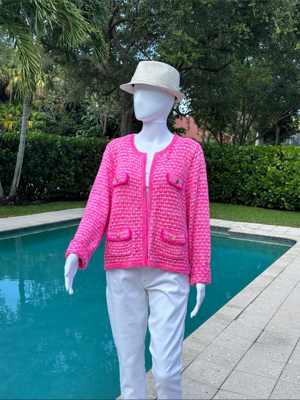 Lilly Pulitzer Hot Pink Tweed Jacket Blazer